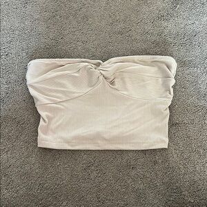 SHEIN Cream Strapless Crop Top